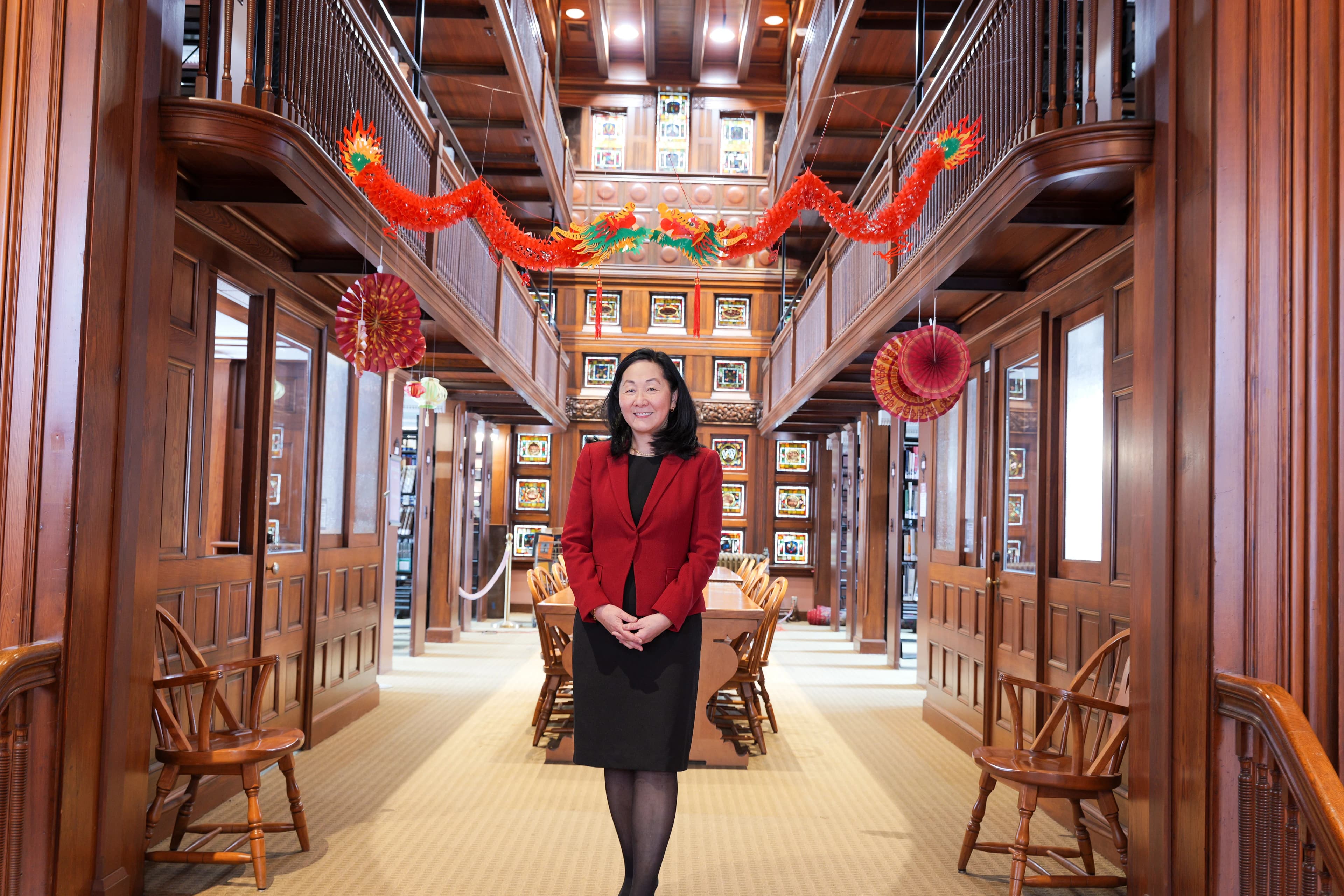 Macy Lee in the library